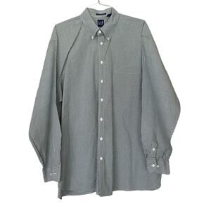GAP Mens Shirt Button Down XXL VTG 80s Two Ply Poplin Long Sleeve Green Cotton